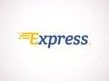 Transport logistic vector logo of Express letters moving forward for courier delivery or post mail shipping service