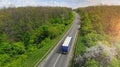 Transport logistics background with truck on intercity highway Royalty Free Stock Photo