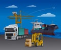 Transport logistics in the port Royalty Free Stock Photo