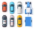Transport means semi flat RGB color vector illustrations set Royalty Free Stock Photo