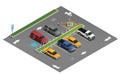 Transport Parking Isometric Composition