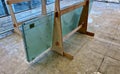 transport rack for glass plates. glazing of buildings with new tempered