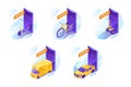 Transport rental services vector illustrations set Royalty Free Stock Photo