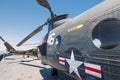 Transport Rescue Helicopter Rotor Blades USS Midway aircraft carrier museum at the San Diego Harbor California clear summer day