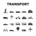 Transport For Riding And Flying Icons Set Vector