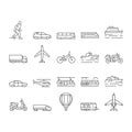 Transport For Riding And Flying Icons Set Vector