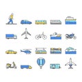 Transport For Riding And Flying Icons Set Vector