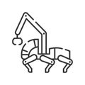 Transport robot black line icon. Woodworking industry. Innovation in technology. Sign for web page, app. UI UX GUI design element