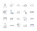 Transport service outline icons collection. Transportation, Shipping, Delivery, Courier, Logistics, Freight, Moving