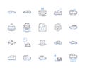 Transport service outline icons collection. Transportation, Shipping, Delivery, Courier, Logistics, Freight, Moving
