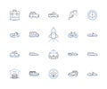 Transport service outline icons collection. Transportation, Shipping, Delivery, Courier, Logistics, Freight, Moving