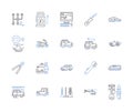 Transport service outline icons collection. Transportation, Shipping, Delivery, Courier, Logistics, Freight, Moving