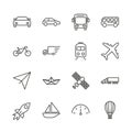 Transport set icon vector. Outline transportation collection. Trendy flat auto sign design. Thin li Royalty Free Stock Photo