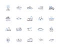 Transport set outline icons collection. Transport, Set, Vehicles, Travel, Haulage, Logistics, Wheels vector and