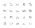 Transport set outline icons collection. Transport, Set, Vehicles, Travel, Haulage, Logistics, Wheels vector and