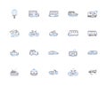 Transport set outline icons collection. Transport, Set, Vehicles, Travel, Haulage, Logistics, Wheels vector and