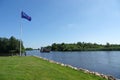 Transport ship on waters of Eernewoude in Friesland