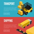 Transport and shipping isometric banners set