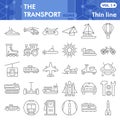 Transport thin line icon set, vehicle symbols set collection or vector sketches. Transportation signs set for computer Royalty Free Stock Photo