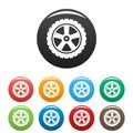 Transport tire icons set color vector