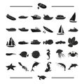 Transport, tourism, nature and other web icon in black style. water, leisure, travel icons in set collection.