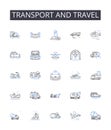 Transport and travel line icons collection. Bird's-eye, Panorama, Overhead, Vista, Viewpoint, Scenery, Perspective