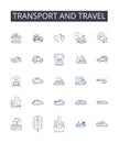 Transport and travel line icons collection. Commute, Voyage, Mobility, Pilgrimage, Transfer, Excursion, Expedition