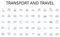 Transport and travel line icons collection. Fashion, Sewing, Design, Style, Model, Runway, Couture vector and linear
