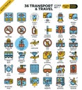 Transport & Travel outline icons Royalty Free Stock Photo