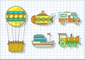 Transport for travel . Set of transport icons, vector Royalty Free Stock Photo