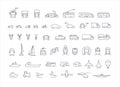 transport and travel thin icons vector set