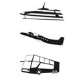 Transport, travel vector illustration of Boat, Airplane, Bus.