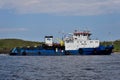 Large tug on the Volga river. Russia.