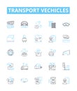 Transport vechicles vector line icons set. Car, Bus, Truck, Van, Plane, Boat, Motorcycle illustration outline concept