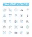 Transport vechicles vector line icons set. Car, Bus, Truck, Van, Plane, Boat, Motorcycle illustration outline concept