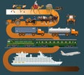 Transport and vehicles evolution. History of transportation. Royalty Free Stock Photo