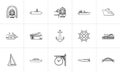 Transport vehicles hand drawn outline doodle icon set. Royalty Free Stock Photo