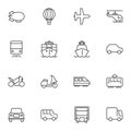 Transport vehicles line icons set.