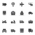 Transport vehicles vector icons set