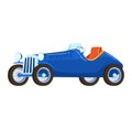 Transport vintage, travel retro car, old classic design, antique blue car isolated on white, flat style vector Royalty Free Stock Photo