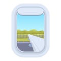 Transport window plane icon cartoon vector. Trip airborne