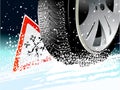 Winter background with winter tire