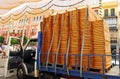 Transport of wooden chairs in a truck