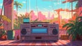 radio from 90's, miami vibe, vivid colors, tones, ultra sharp, 8k, lofi background, wallpaper, Generative AI