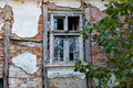 Time-Worn Elegance: Vintage Green Window on a Rustic Autumn Day Royalty Free Stock Photo