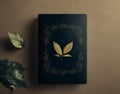 Transport Yourself to a Bygone Era with our Vintage Book Cover Mockup, Enhanced with Dry Leaves.