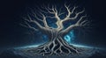 Otherworldly Arboreal Oasis: HD Wallpaper Showcasing Rooted Tree in Cosmic Ambiance
