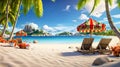 Transport yourself to a warm and sunny Christmas Day on a beach, generative ai