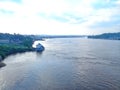 transportation activities on the Mahakam river in the afternoon taken from the crown bridge 2 samarinda