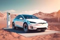 drive transport refueling futuristic auto desert electric transportation car automotive. Generative AI.